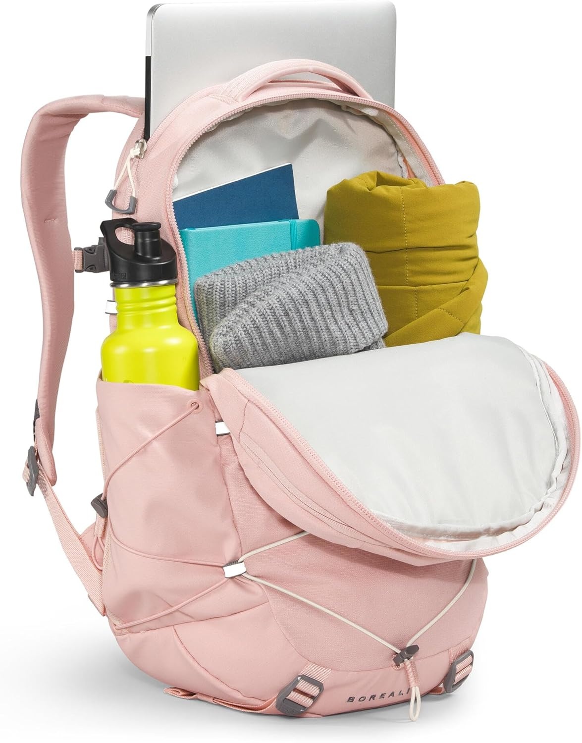 imageThe North Face Womens Borealis Commuter Laptop Backpack Everyday Travel Bag Laptop Sleeve Reflective Details Stone Slab Light HeatherStone Slab One SizePink Moss Dark HeatherGardenia Whitenpf
