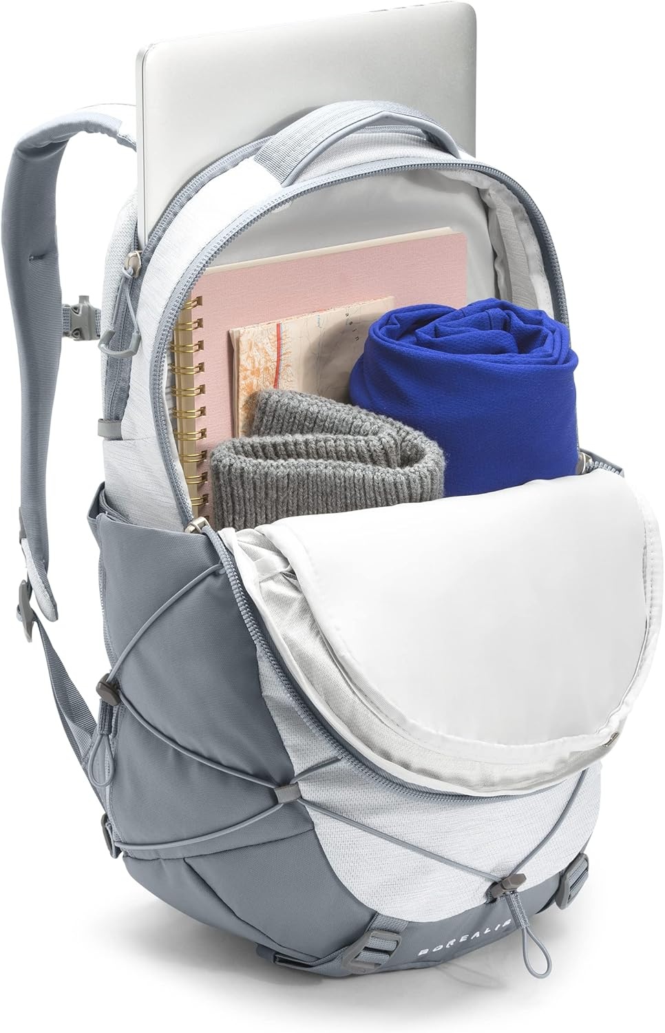 imageThe North Face Womens Borealis Commuter Laptop Backpack Everyday Travel Bag Laptop Sleeve Reflective Details Stone Slab Light HeatherStone Slab One SizeTnf White Metallic MlangeMid Grey