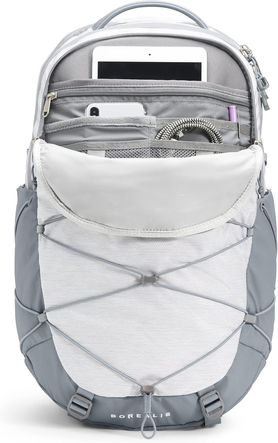 imageThe North Face Womens Borealis Commuter Laptop Backpack Everyday Travel Bag Laptop Sleeve Reflective Details Stone Slab Light HeatherStone Slab One SizeTnf White Metallic MlangeMid Grey