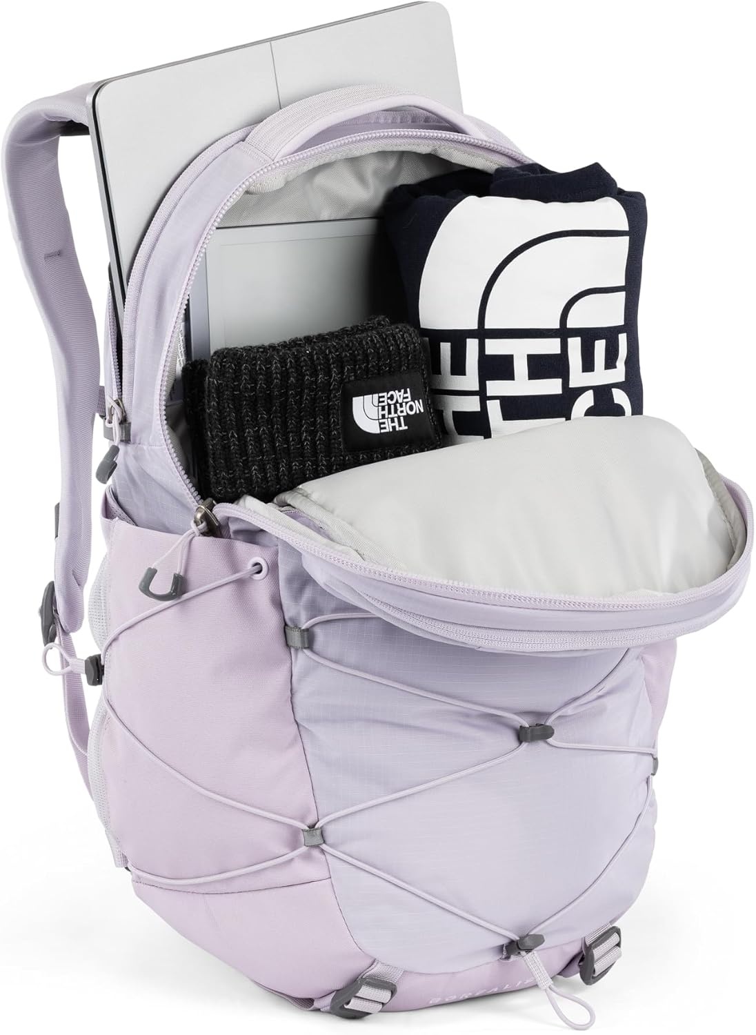 imageThe North Face Womens Borealis Commuter Laptop Backpack Everyday Travel Bag Laptop Sleeve Reflective Details Stone Slab Light HeatherStone Slab One SizeLavendaer Fog