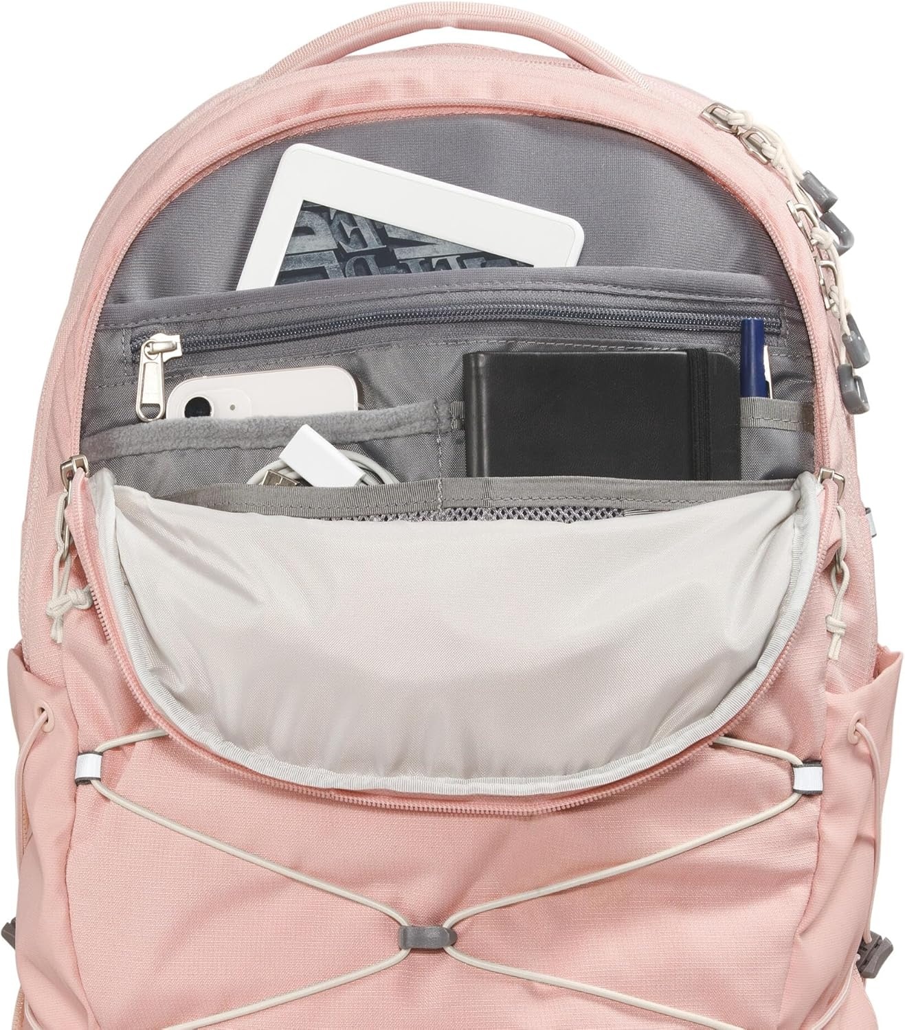 imageThe North Face Womens Borealis Commuter Laptop Backpack Everyday Travel Bag Laptop Sleeve Reflective Details Stone Slab Light HeatherStone Slab One SizePink Moss Dark HeatherGardenia Whitenpf