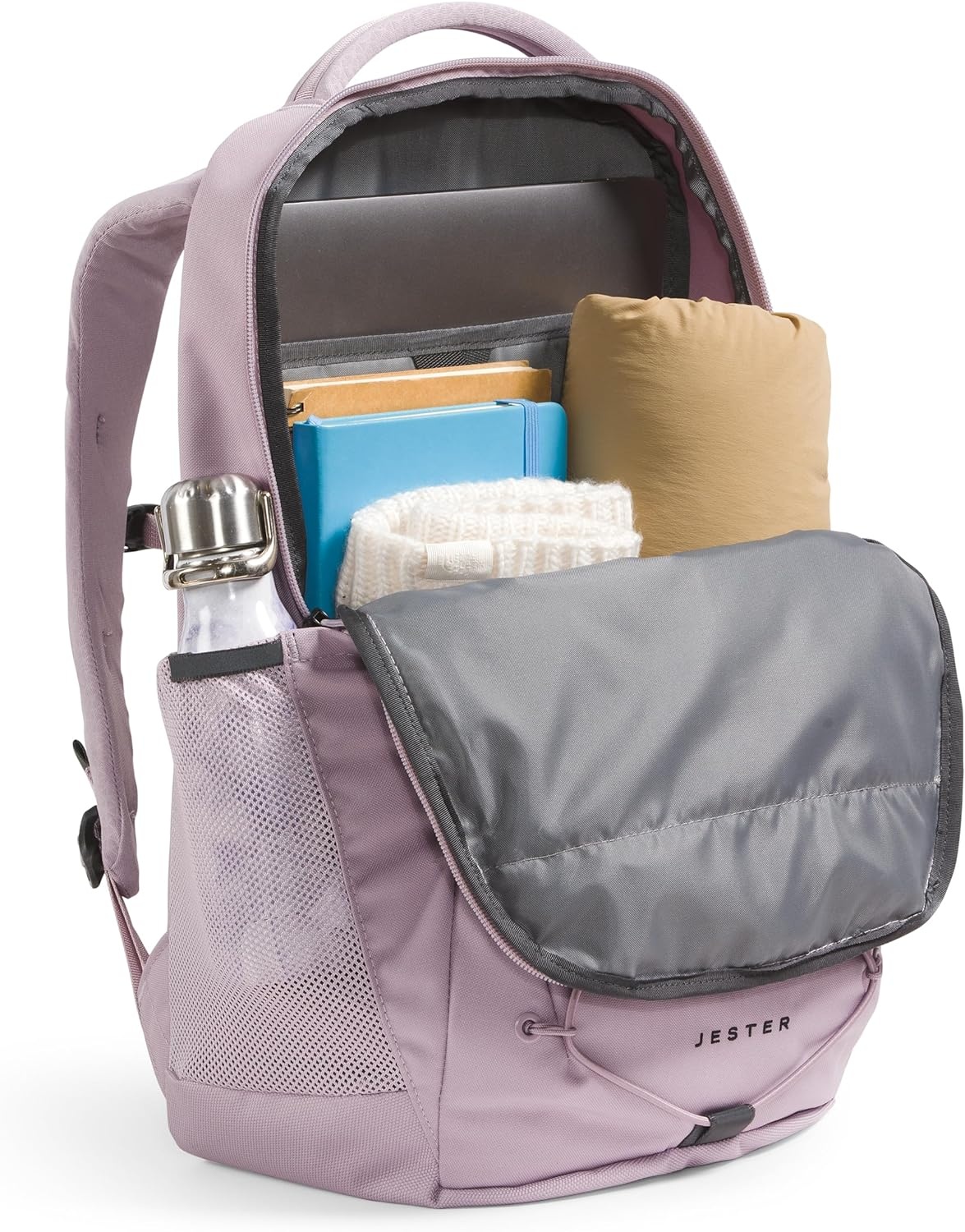 imageThe North Face Womens Jester Everyday Laptop Backpack Commuter Travel Bag Laptop Sleeve WaterRepellent Minimal Grey Dark HeatherMinimal GreyNPF One SizeAshen PurpleTnf Black