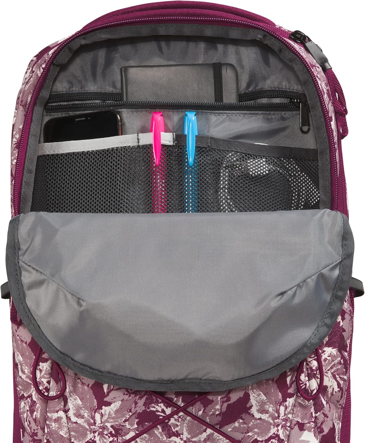 imageThe North Face Womens Jester Everyday Laptop Backpack Commuter Travel Bag Laptop Sleeve WaterRepellent Minimal Grey Dark HeatherMinimal GreyNPF One SizeBoysenberry Coleus Camo Print