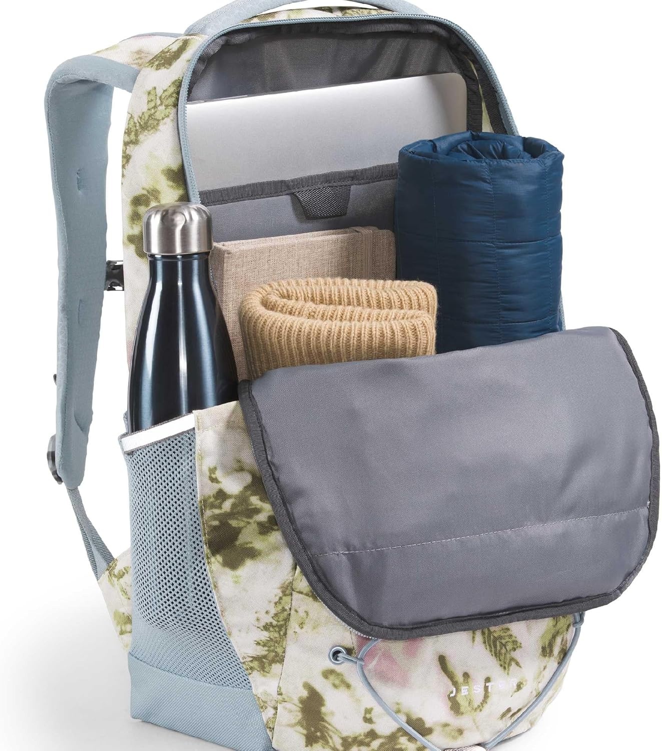 imageThe North Face Womens Jester Everyday Laptop Backpack Commuter Travel Bag Laptop Sleeve WaterRepellent Minimal Grey Dark HeatherMinimal GreyNPF One SizeDesert Stone Floral Dye PrintFrost Grey