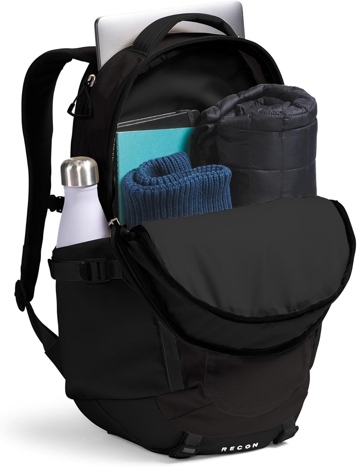 imageThe North Face Womens Recon Everyday Laptop Backpack Commuter Travel Bag 18 Laptop Sleeve WaterRepellent TNF White Metallic MlangeMid GreyNPF One SizeTnf BlackTnf Blacknpf