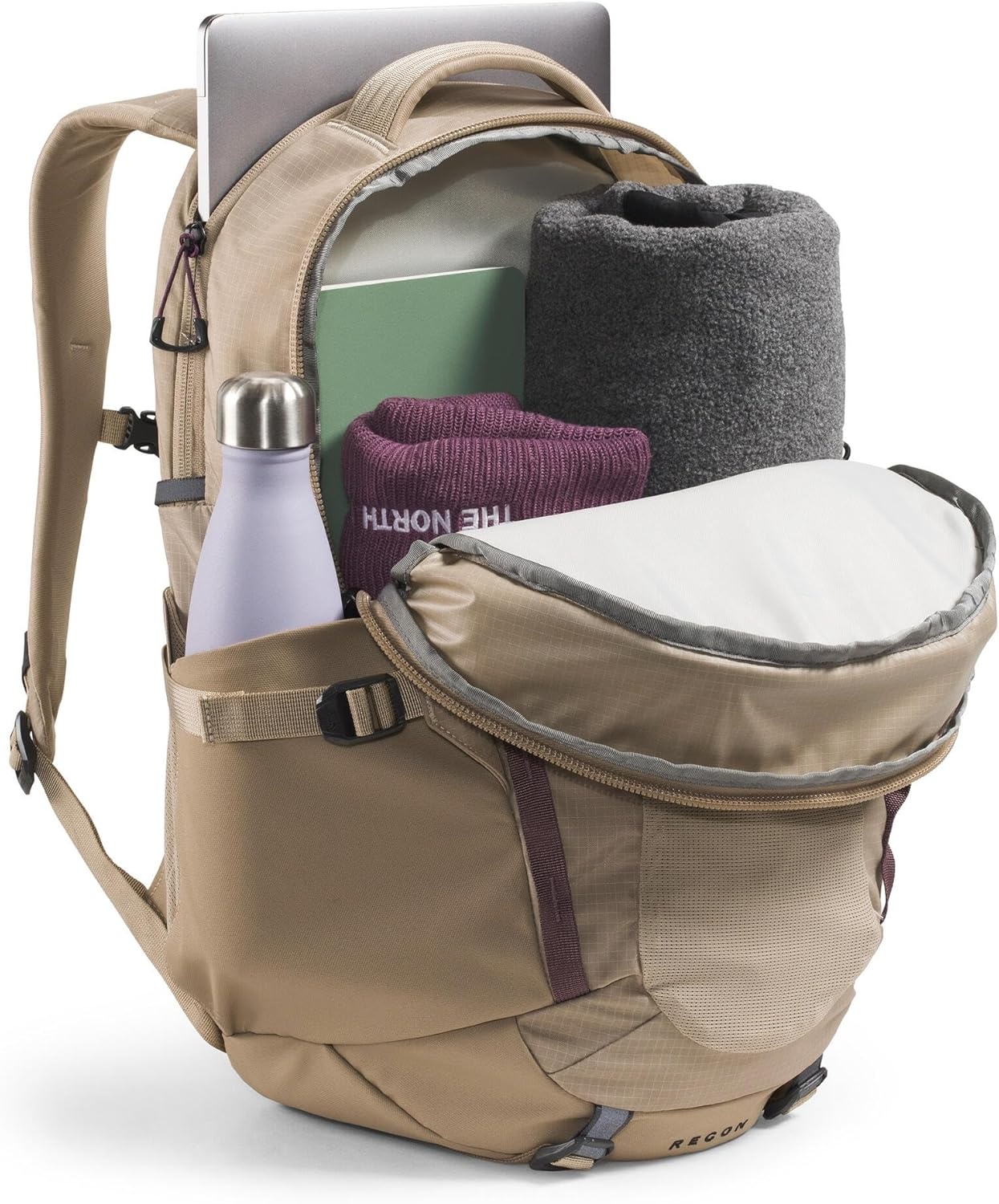 imageThe North Face Womens Recon Everyday Laptop Backpack Commuter Travel Bag 18 Laptop Sleeve WaterRepellent TNF White Metallic MlangeMid GreyNPF One SizeMushroom GreyTawny Quartz