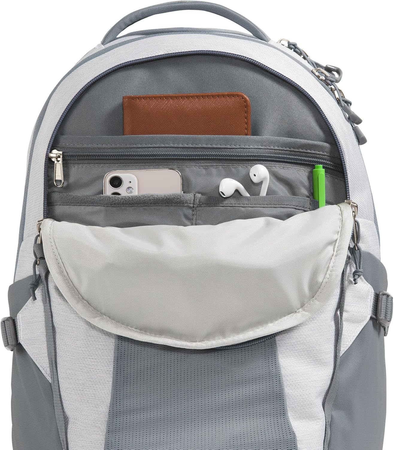 imageThe North Face Womens Recon Everyday Laptop Backpack Commuter Travel Bag 18 Laptop Sleeve WaterRepellent TNF White Metallic MlangeMid GreyNPF One SizeTnf White Metallic MlangeMid Greynpf