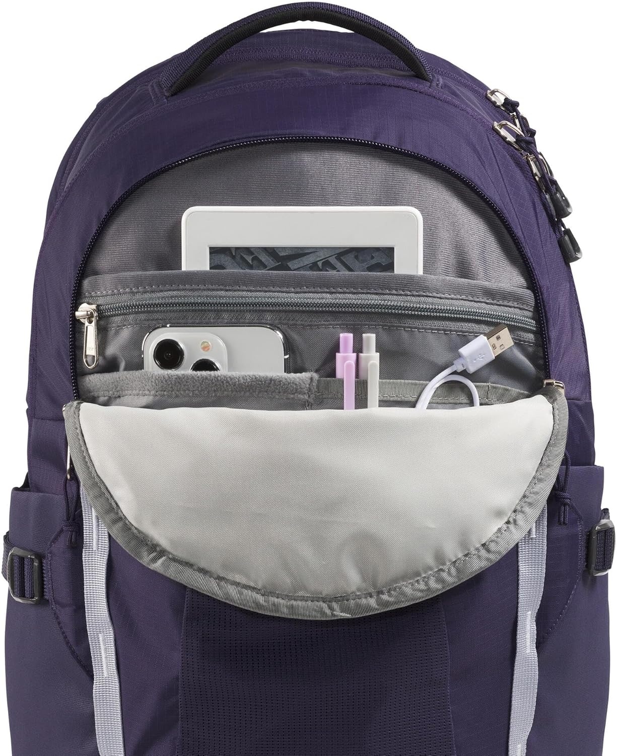 imageThe North Face Womens Recon Everyday Laptop Backpack Commuter Travel Bag 18 Laptop Sleeve WaterRepellent TNF White Metallic MlangeMid GreyNPF One SizeEternal PurpleBlue Flax