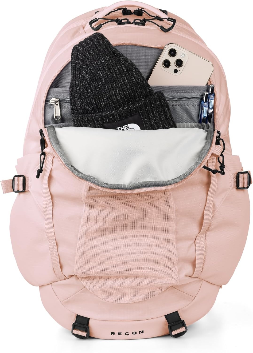 imageThe North Face Womens Recon Everyday Laptop Backpack Commuter Travel Bag 18 Laptop Sleeve WaterRepellent TNF White Metallic MlangeMid GreyNPF One SizePink SaltTnf Black
