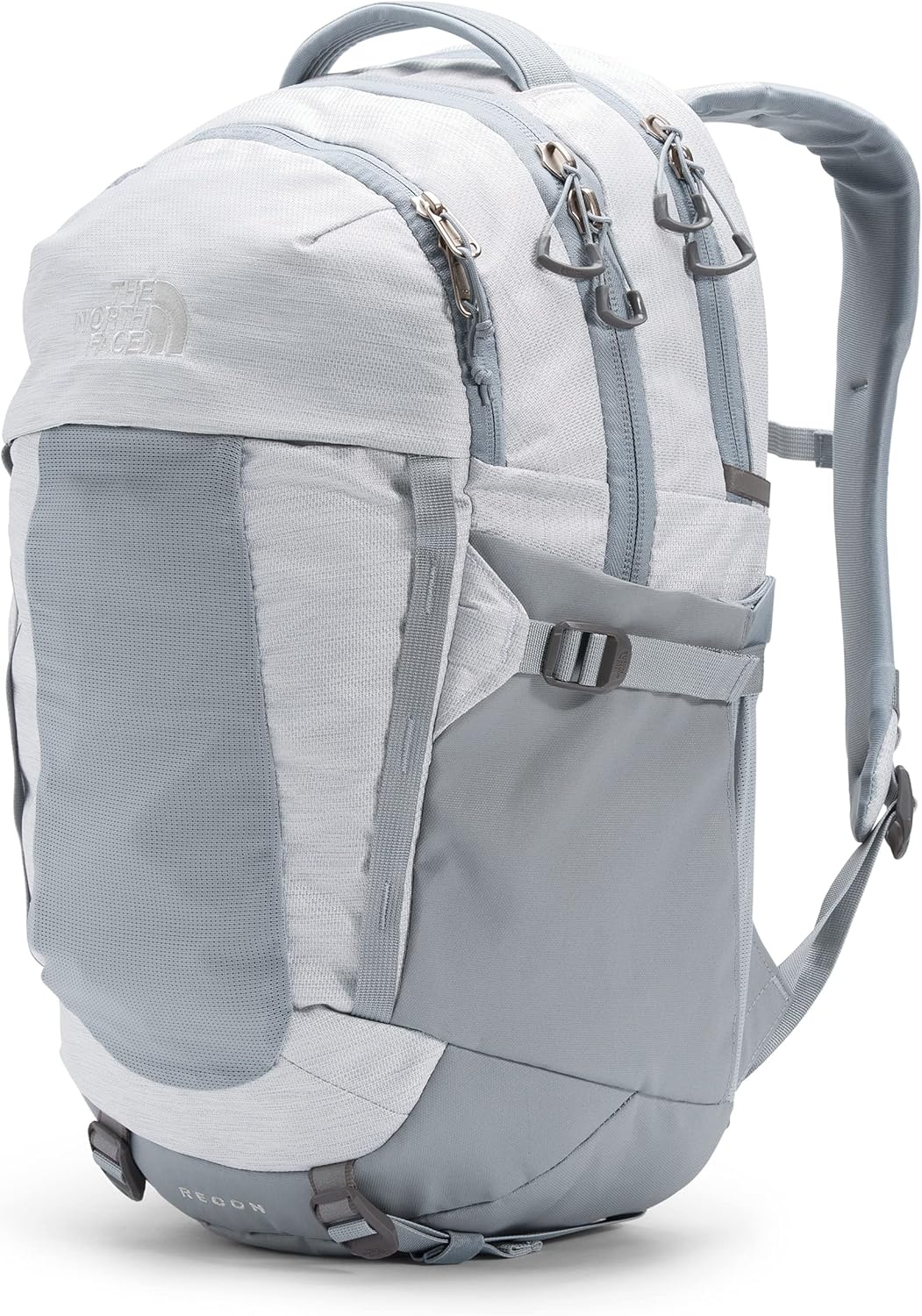 imageThe North Face Womens Recon Everyday Laptop Backpack Commuter Travel Bag 18 Laptop Sleeve WaterRepellent TNF White Metallic MlangeMid GreyNPF One SizeTnf White Metallic MlangeMid Grey