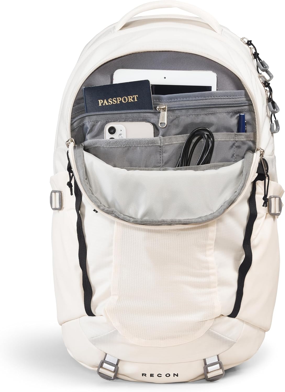 imageThe North Face Womens Recon Everyday Laptop Backpack Commuter Travel Bag 18 Laptop Sleeve WaterRepellent TNF White Metallic MlangeMid GreyNPF One SizeGardenia WhiteTnf Blacknpf