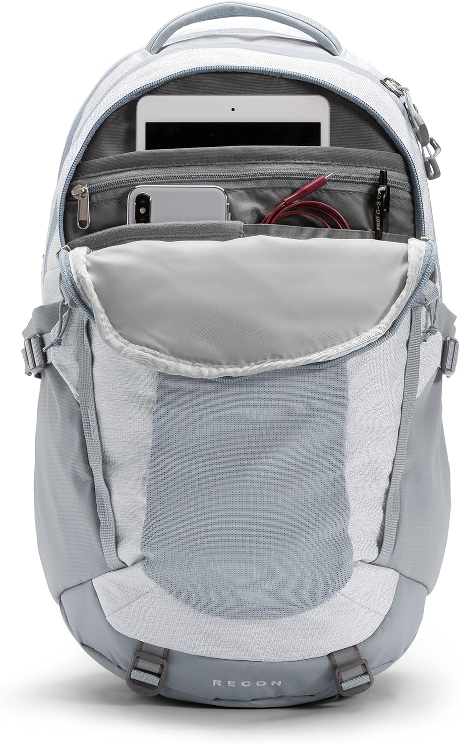 imageThe North Face Womens Recon Everyday Laptop Backpack Commuter Travel Bag 18 Laptop Sleeve WaterRepellent TNF White Metallic MlangeMid GreyNPF One SizeTnf White Metallic MlangeMid Grey