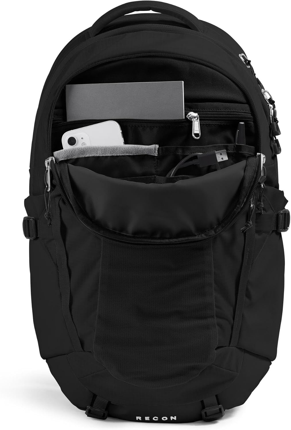 imageThe North Face Womens Recon Everyday Laptop Backpack Commuter Travel Bag 18 Laptop Sleeve WaterRepellent TNF White Metallic MlangeMid GreyNPF One SizeTnf BlackTnf Blacknpf