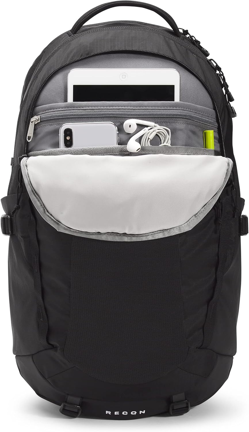 imageThe North Face Womens Recon Everyday Laptop Backpack Commuter Travel Bag 18 Laptop Sleeve WaterRepellent TNF White Metallic MlangeMid GreyNPF One SizeTNF BlackTNF Black