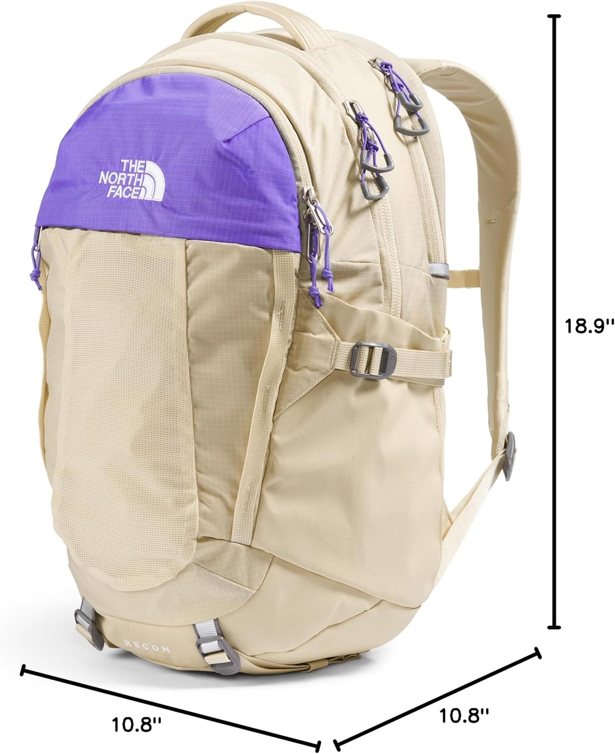 imageThe North Face Womens Recon Everyday Laptop Backpack Commuter Travel Bag 18 Laptop Sleeve WaterRepellent TNF White Metallic MlangeMid GreyNPF One SizeGravelOptic Violet