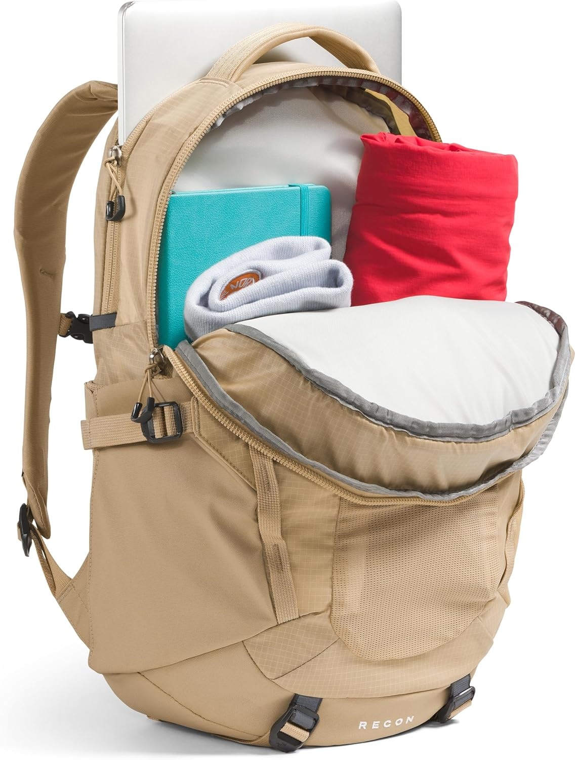 imageThe North Face Womens Recon Everyday Laptop Backpack Commuter Travel Bag 18 Laptop Sleeve WaterRepellent TNF White Metallic MlangeMid GreyNPF One SizeKhaki Stone