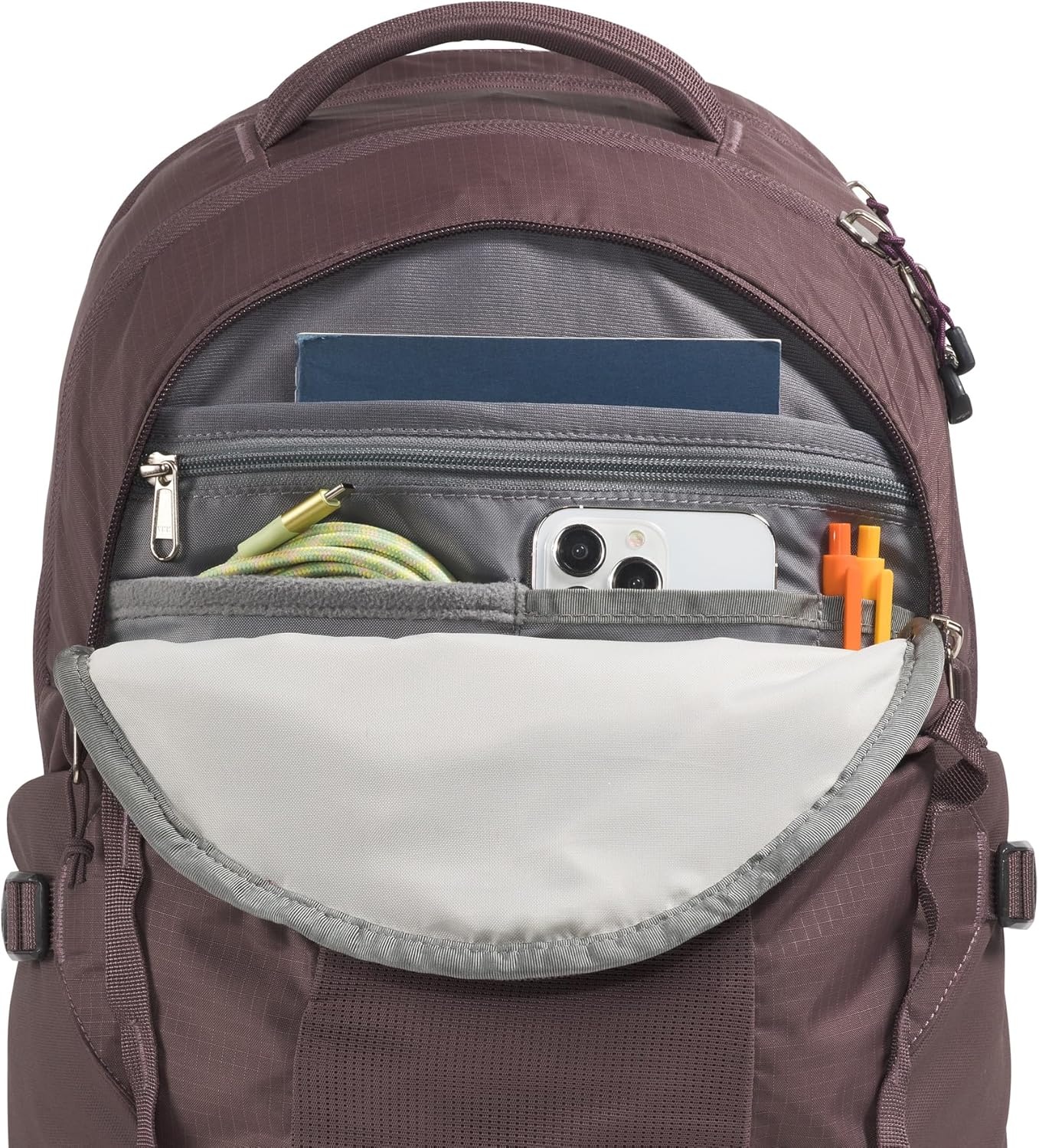 imageThe North Face Womens Recon Everyday Laptop Backpack Commuter Travel Bag 18 Laptop Sleeve WaterRepellent TNF White Metallic MlangeMid GreyNPF One SizeTawny Quartz