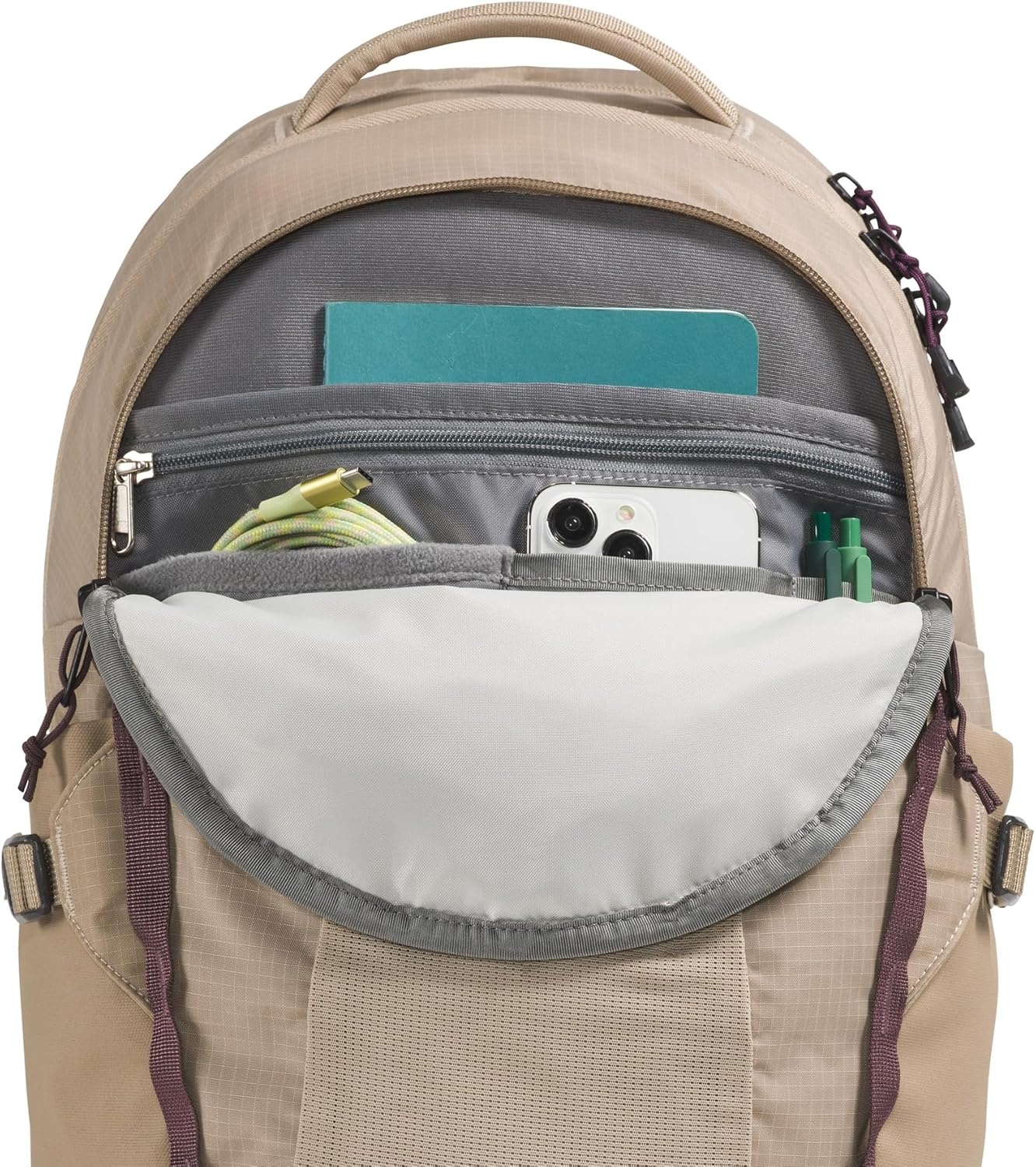 imageThe North Face Womens Recon Everyday Laptop Backpack Commuter Travel Bag 18 Laptop Sleeve WaterRepellent TNF White Metallic MlangeMid GreyNPF One SizeMushroom GreyTawny Quartz