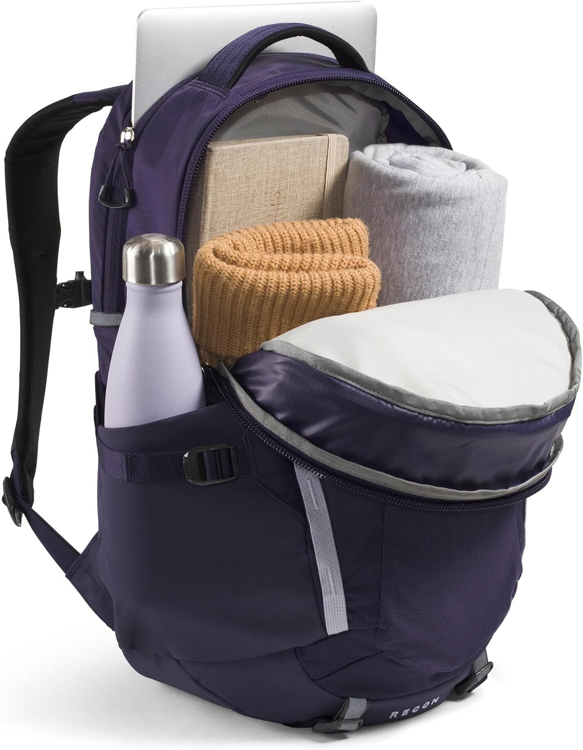 imageThe North Face Womens Recon Everyday Laptop Backpack Commuter Travel Bag 18 Laptop Sleeve WaterRepellent TNF White Metallic MlangeMid GreyNPF One SizeEternal PurpleBlue Flax