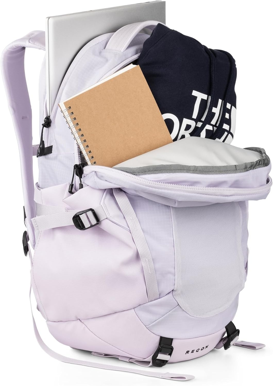 imageThe North Face Womens Recon Everyday Laptop Backpack Commuter Travel Bag 18 Laptop Sleeve WaterRepellent TNF White Metallic MlangeMid GreyNPF One SizeLavender FogTnf Black