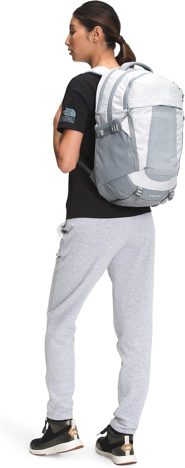 imageThe North Face Womens Recon Everyday Laptop Backpack Commuter Travel Bag 18 Laptop Sleeve WaterRepellent TNF White Metallic MlangeMid GreyNPF One SizeTnf White Metallic MlangeMid Grey