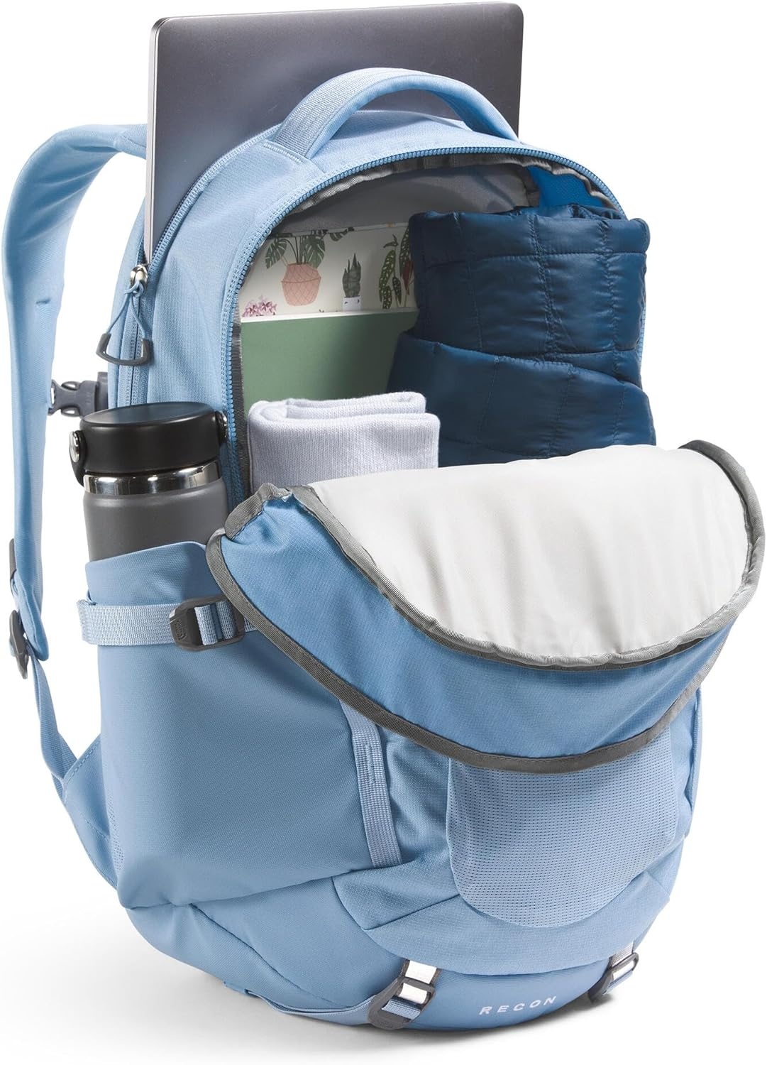 imageThe North Face Womens Recon Everyday Laptop Backpack Commuter Travel Bag 18 Laptop Sleeve WaterRepellent TNF White Metallic MlangeMid GreyNPF One SizeSteel Blue Dark HeatherSteel Bluenpf
