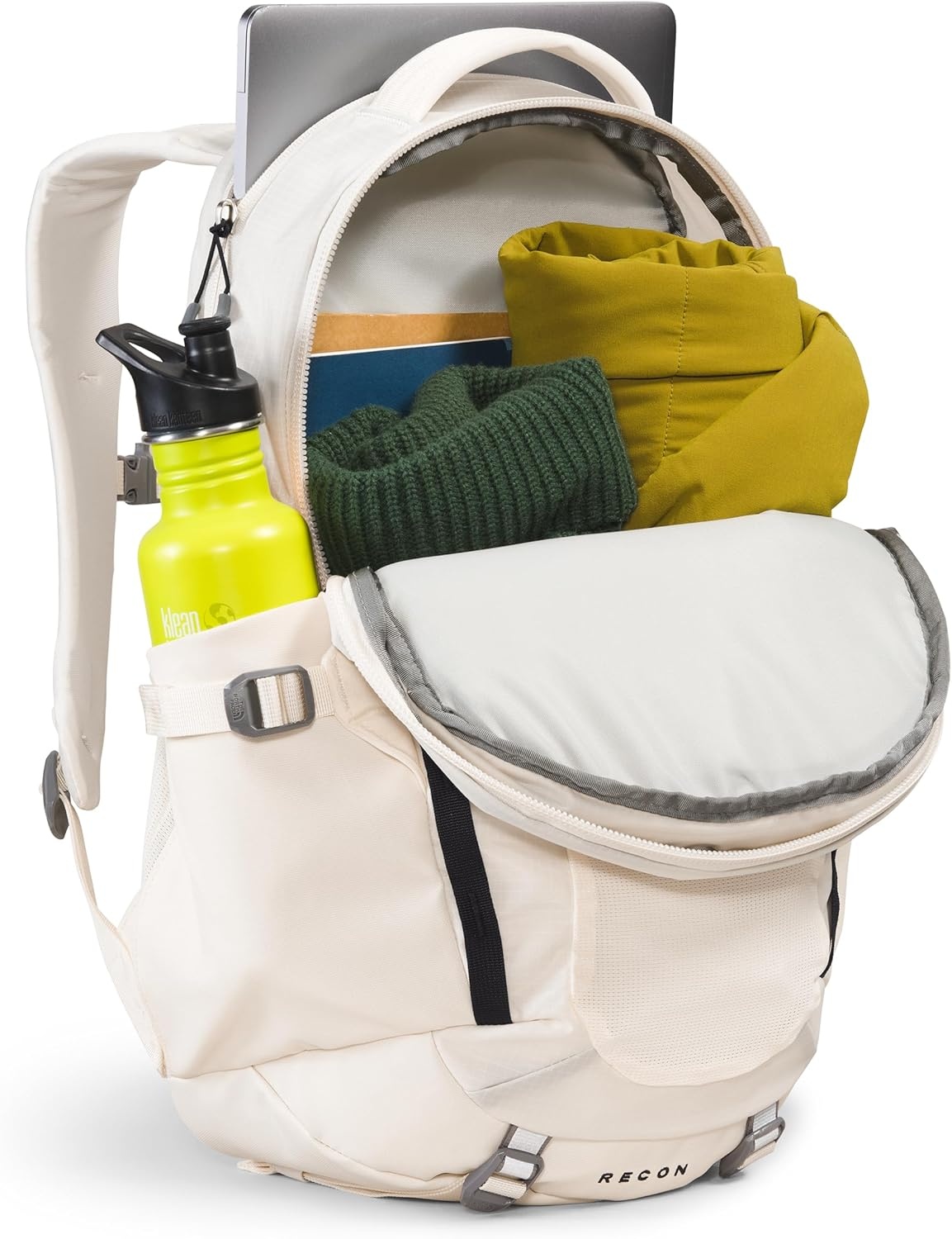 imageThe North Face Womens Recon Everyday Laptop Backpack Commuter Travel Bag 18 Laptop Sleeve WaterRepellent TNF White Metallic MlangeMid GreyNPF One SizeGardenia WhiteTnf Blacknpf