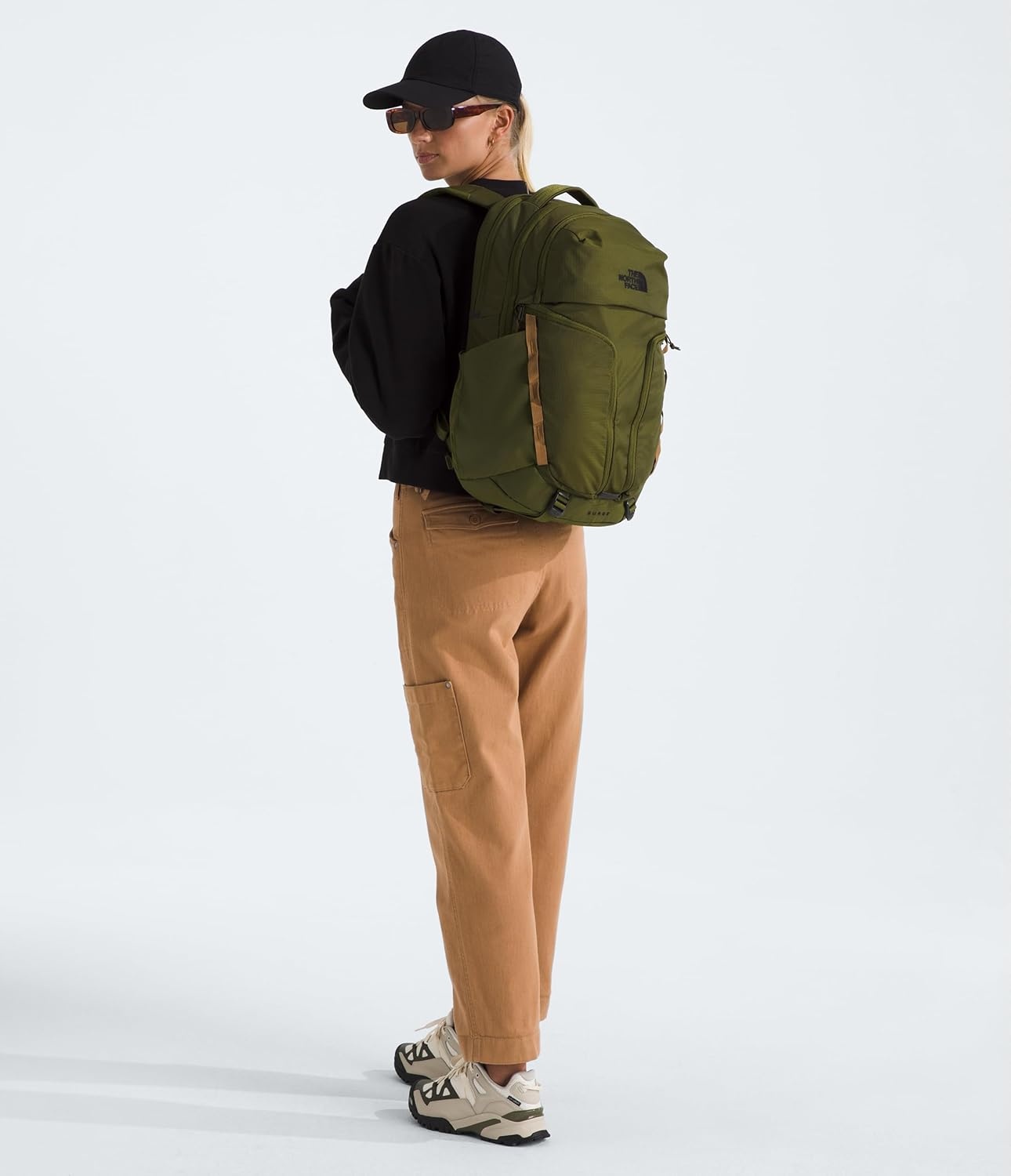 imageThe North Face Womens Surge Commuter Laptop Backpack Everyday Travel Bag Laptop Sleeve WaterRepellent TNF White Metallic MlangeMid GreyNPF One SizeForest OliveUtility Brown