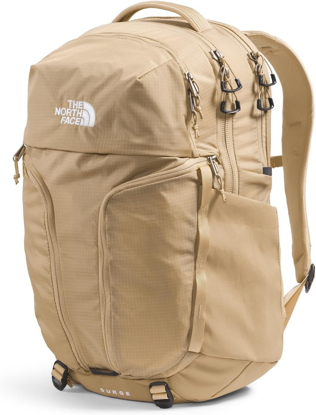 imageThe North Face Womens Surge Commuter Laptop Backpack Everyday Travel Bag Laptop Sleeve WaterRepellent TNF White Metallic MlangeMid GreyNPF One SizeKhaki Stone