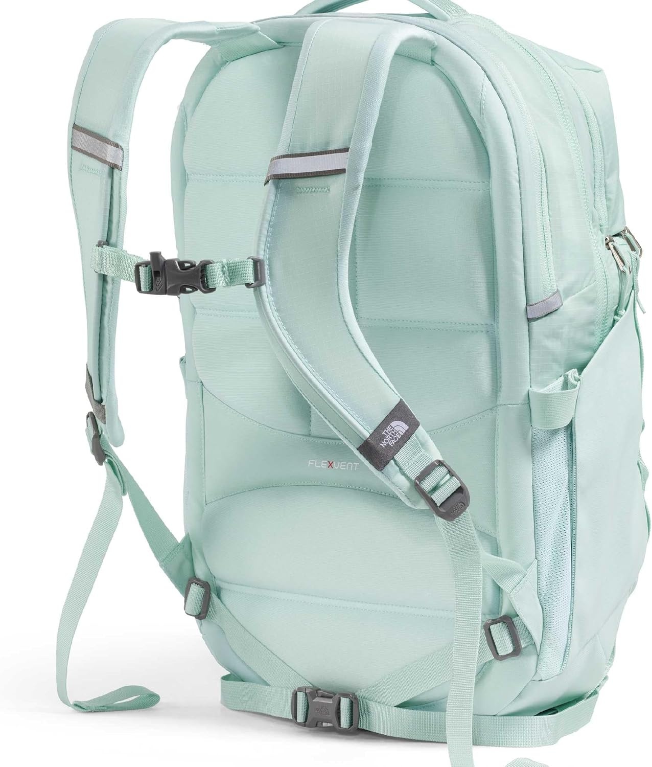 imageThe North Face Womens Surge Commuter Laptop Backpack Everyday Travel Bag Laptop Sleeve WaterRepellent TNF White Metallic MlangeMid GreyNPF One SizeOpal Frost