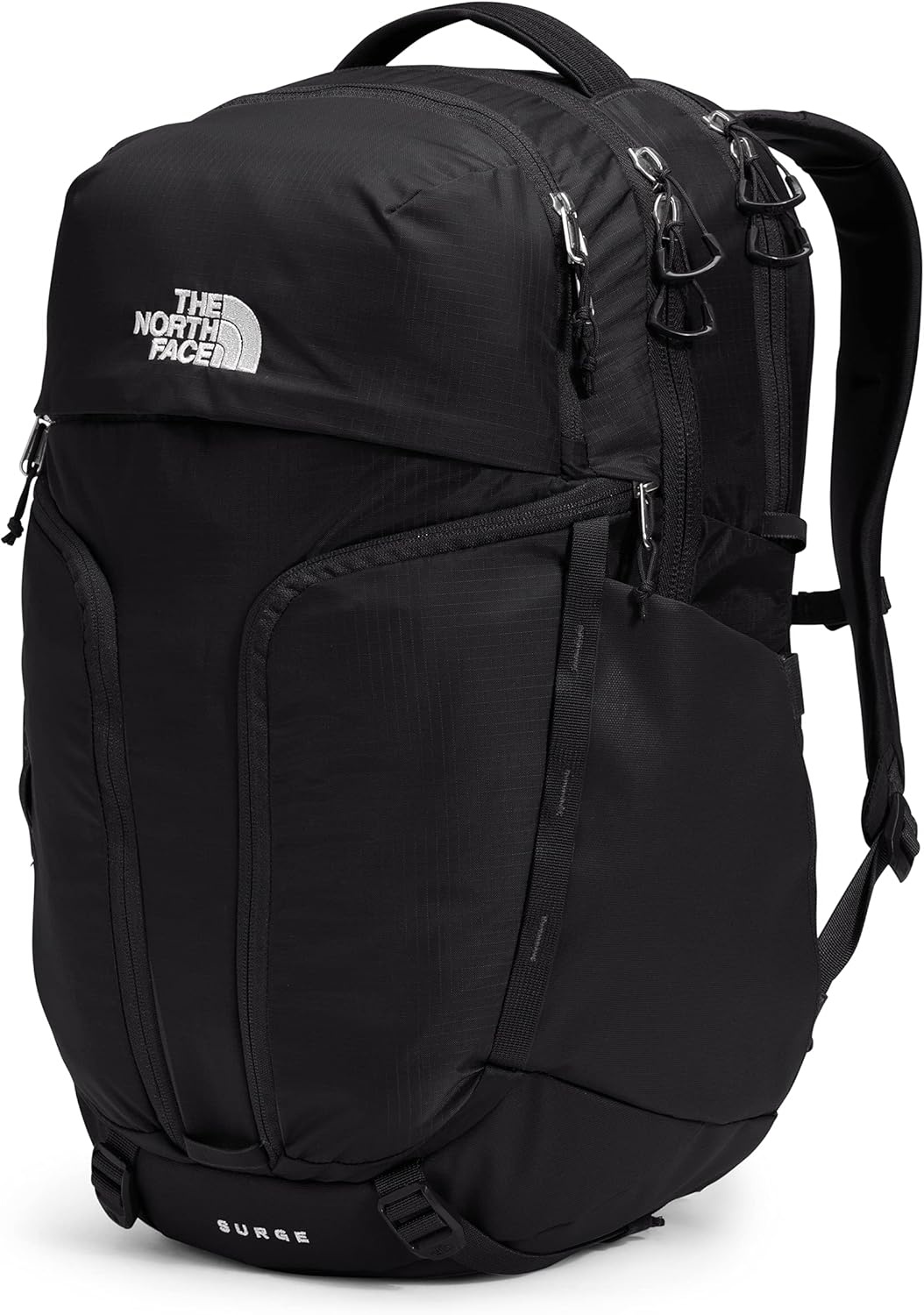 imageThe North Face Womens Surge Commuter Laptop Backpack Everyday Travel Bag Laptop Sleeve WaterRepellent TNF White Metallic MlangeMid GreyNPF One SizeTnf BlackTnf Black