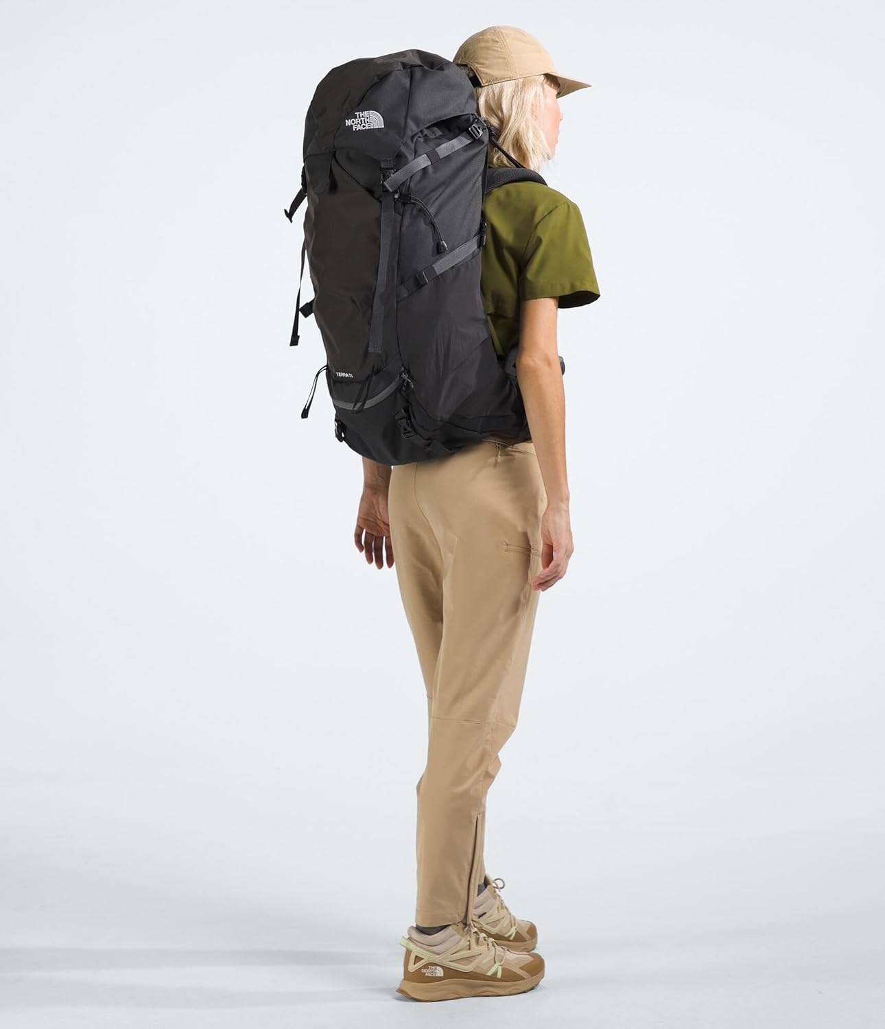 imageThe North Face Womens Terra 55 Backpack Hiking Pack WomenSpecific Fit CinchTop Opening Pole amp Ice Axe Attachments Asphalt GreyTNF BlackNPF XSmallSmallAsphalt GreyTnf Blacknpf