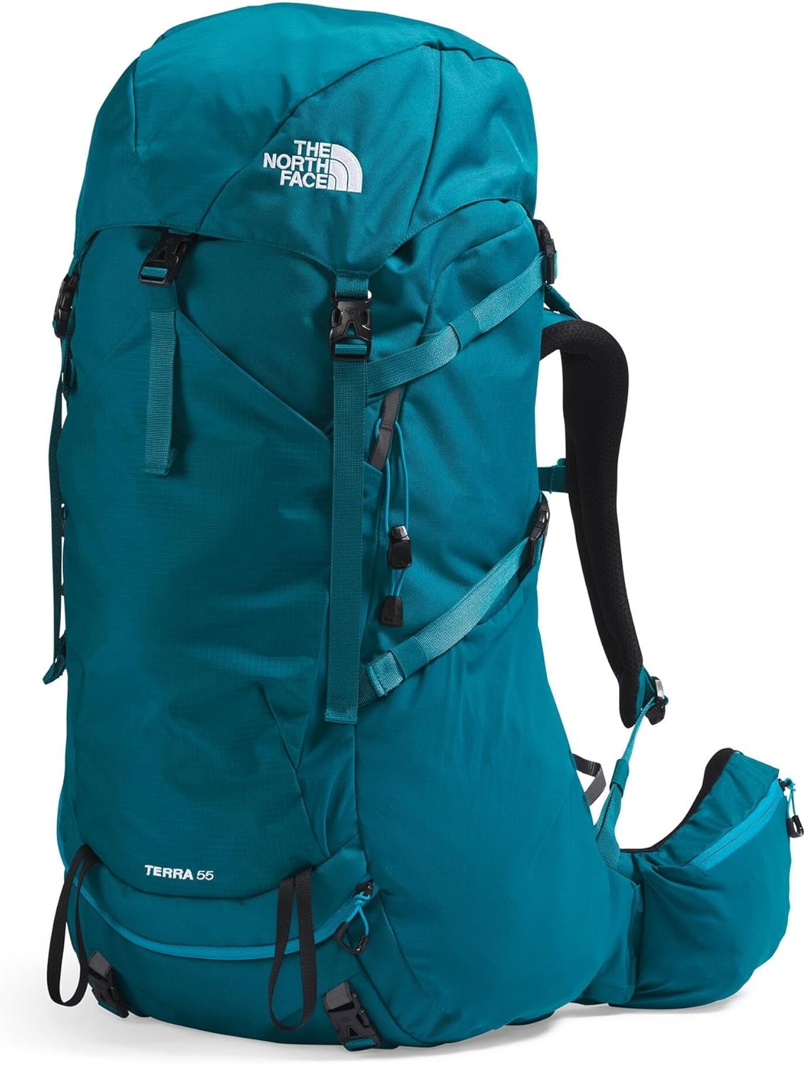 imageThe North Face Womens Terra 55 Backpack Hiking Pack WomenSpecific Fit CinchTop Opening Pole amp Ice Axe Attachments Asphalt GreyTNF BlackNPF XSmallSmallBlue MossSapphire Slatenpf