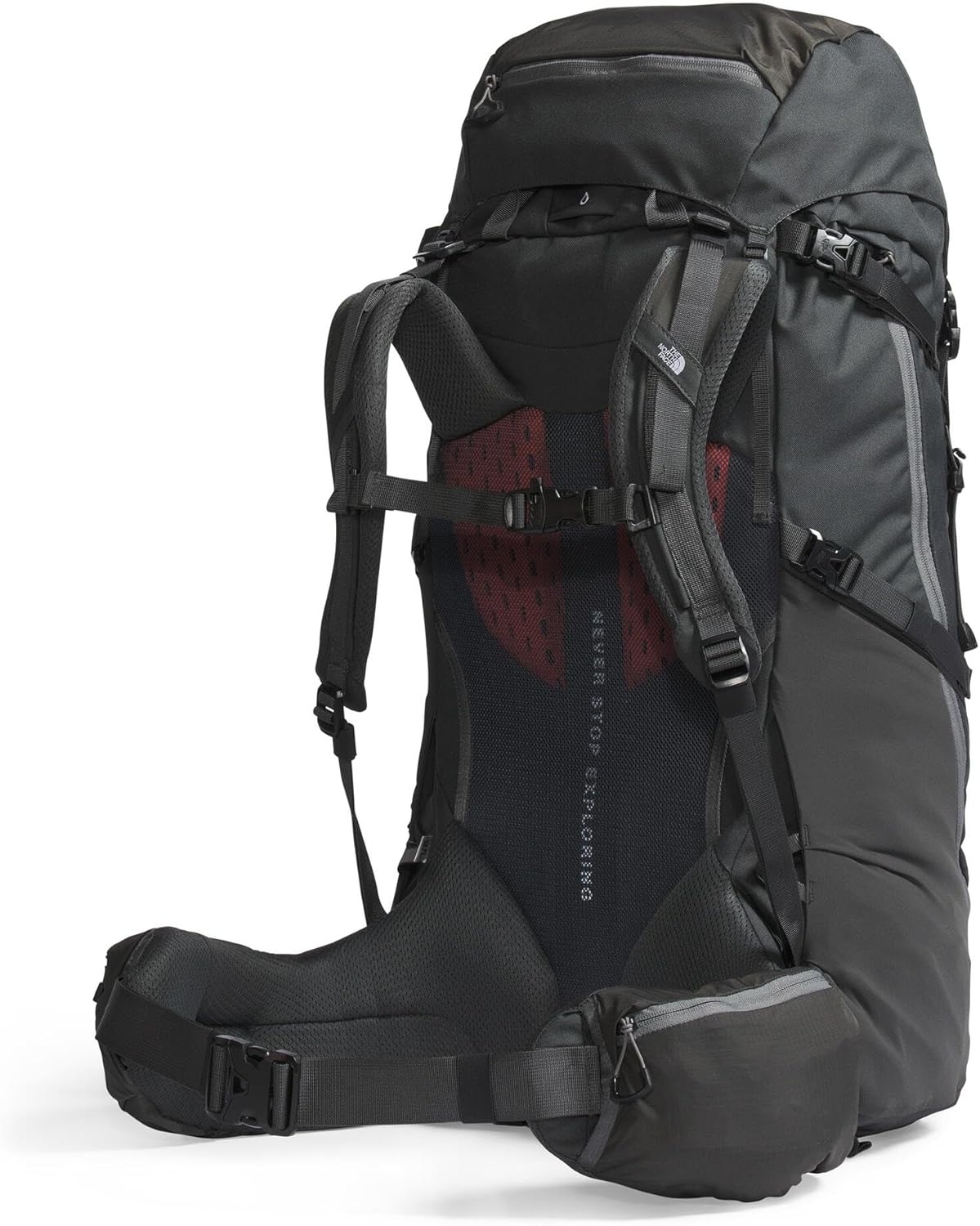 imageThe North Face Womens Terra 55 Backpack Hiking Pack WomenSpecific Fit CinchTop Opening Pole amp Ice Axe Attachments Asphalt GreyTNF BlackNPF XSmallSmallAsphalt GreyTnf Blacknpf