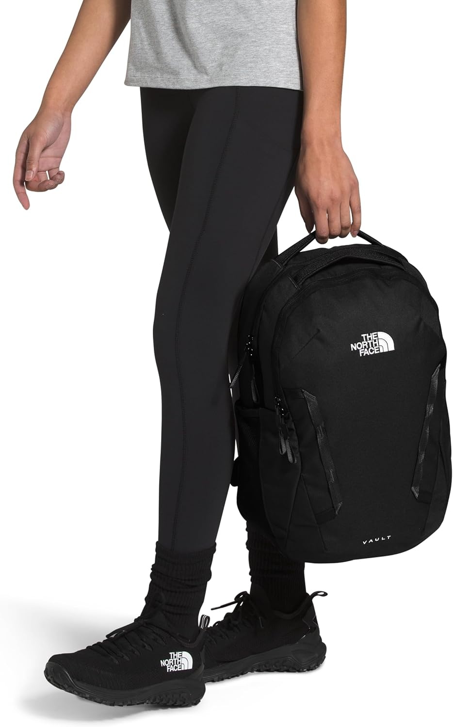 imageThe North Face Womens Vault Everyday Laptop Backpack Commuter Travel Bag WaterRepellent Spacious Main Compartment TNF White Metallic MlangeMid GreyNPF One SizeTnf Blacknpf