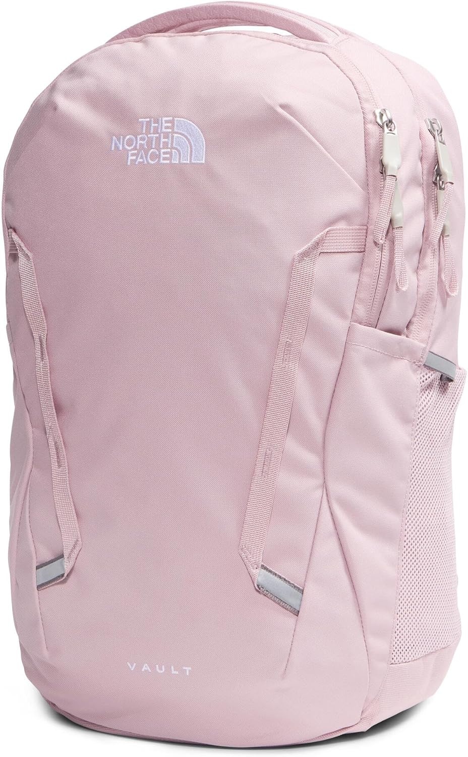 imageThe North Face Womens Vault Everyday Laptop Backpack Commuter Travel Bag WaterRepellent Spacious Main Compartment TNF White Metallic MlangeMid GreyNPF One SizeMetal Pink