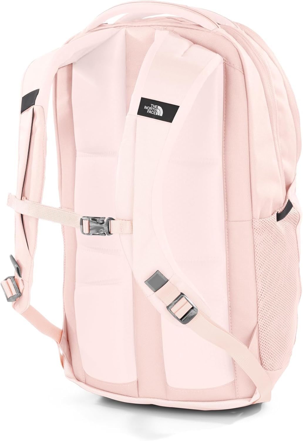 imageThe North Face Womens Vault Everyday Laptop Backpack Commuter Travel Bag WaterRepellent Spacious Main Compartment TNF White Metallic MlangeMid GreyNPF One SizePink Salt