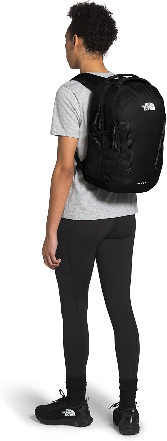 imageThe North Face Womens Vault Everyday Laptop Backpack Commuter Travel Bag WaterRepellent Spacious Main Compartment TNF White Metallic MlangeMid GreyNPF One SizeTnf Blacknpf