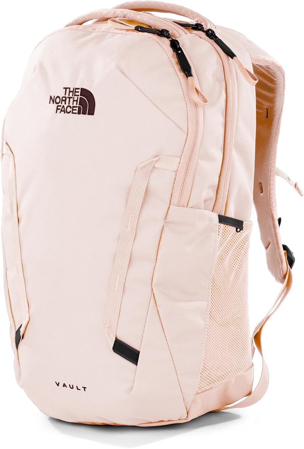 imageThe North Face Womens Vault Everyday Laptop Backpack Commuter Travel Bag WaterRepellent Spacious Main Compartment TNF White Metallic MlangeMid GreyNPF One SizePink Salt