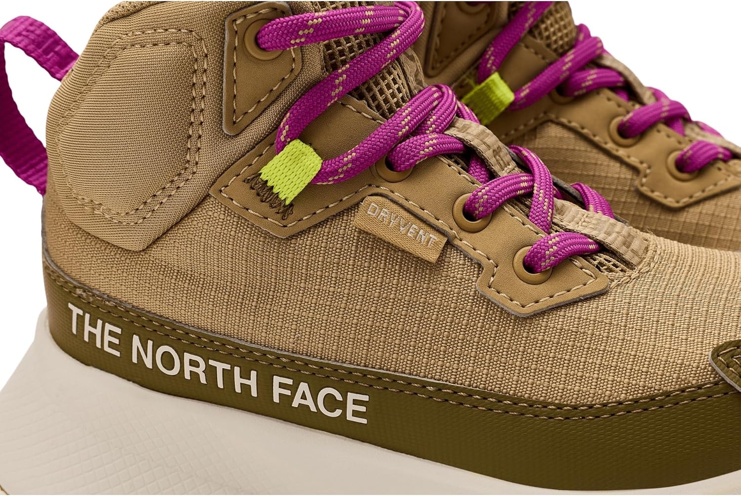 imageThe North Face unisexchild Fastpack II Hiker Mid Waterproof Hiking Shoe Highly Cushioned Abrasion ResistantKhaki StoneFuchsia Flash