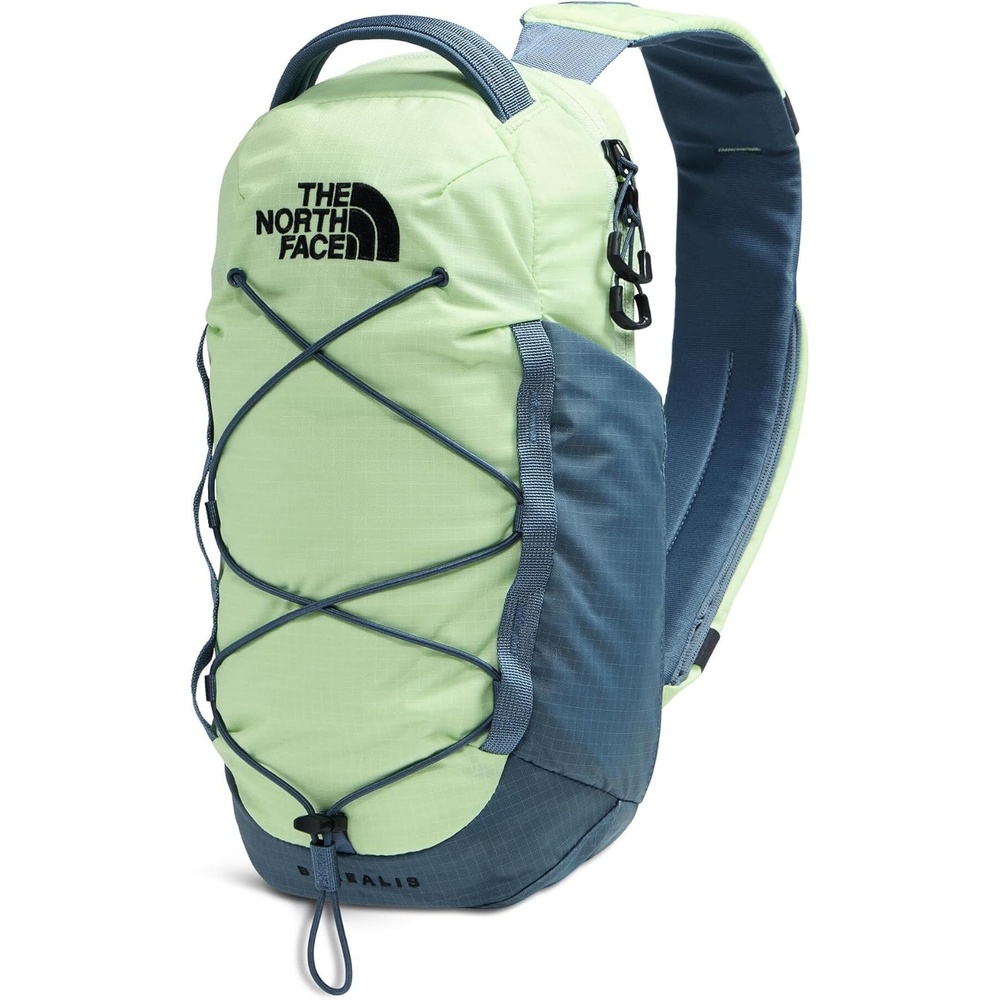 imageTHE NORTH FACE Borealis SIing Bag Crossbody Adjustable Strap Water Repellent Finish Multiple Compartments Tablet SleeveCalcified LimeGranite Grey