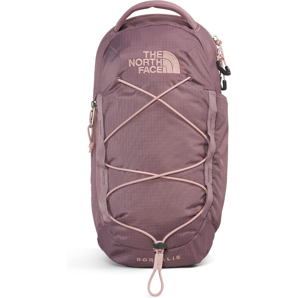 imageTHE NORTH FACE Borealis SIing Bag Crossbody Adjustable Strap Water Repellent Finish Multiple Compartments Tablet SleeveFawn GreyPink Moss