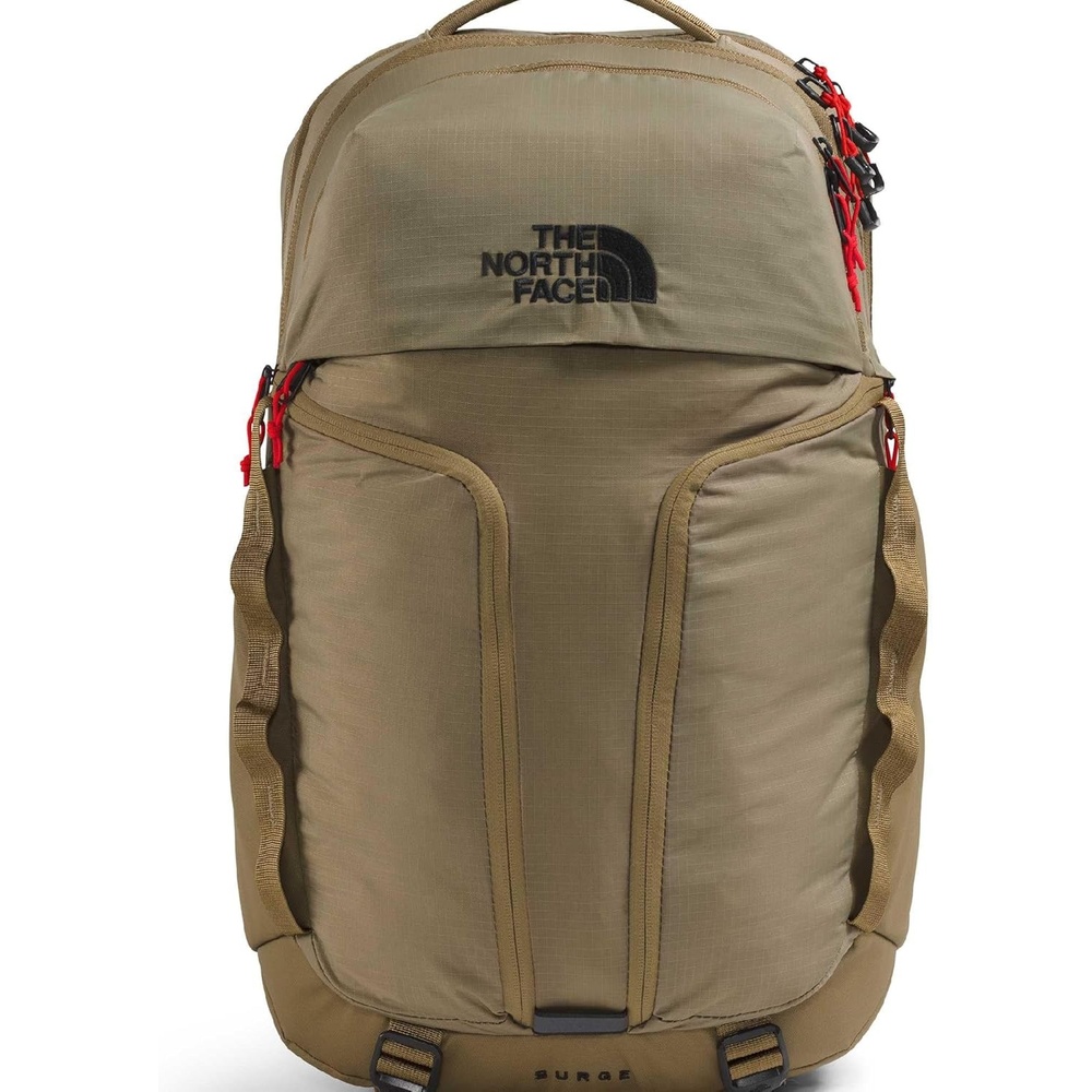 imageTHE NORTH FACE Surge Commuter Laptop Backpack Daypack With Water Repellent Finish 16 Laptop Sleeve Reflective DetailsCedarLava Red