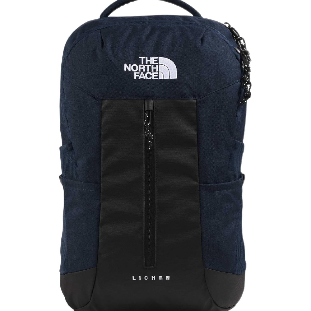 imageThe North Face Lichen Daypack Everyday Commuter Backpack Laptop Sleeve Water Bottle Pockets Center Front Pouch Smoked Pearl Dark HeatherTNF Black One SizeSummit NavyTnf Black
