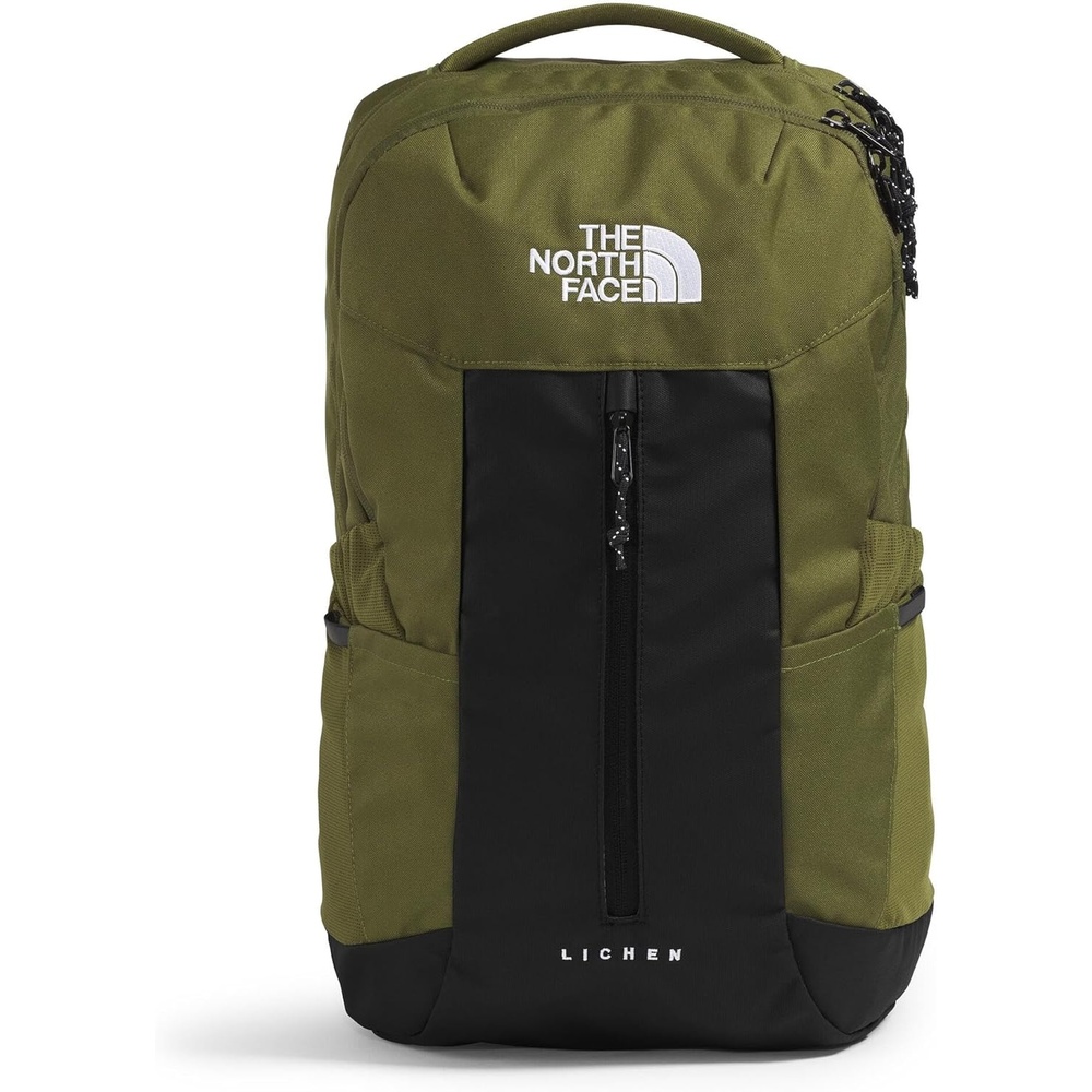imageThe North Face Lichen Daypack Everyday Commuter Backpack Laptop Sleeve Water Bottle Pockets Center Front Pouch Smoked Pearl Dark HeatherTNF Black One SizeWoodland GreenTnf Black
