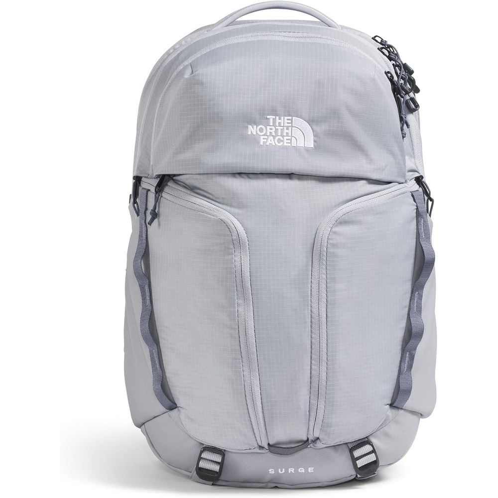 imageThe North Face Womens Surge Commuter Laptop Backpack Everyday Travel Bag Laptop Sleeve WaterRepellent TNF White Metallic MlangeMid GreyNPF One SizeBlue FlaxTwilight Galaxy