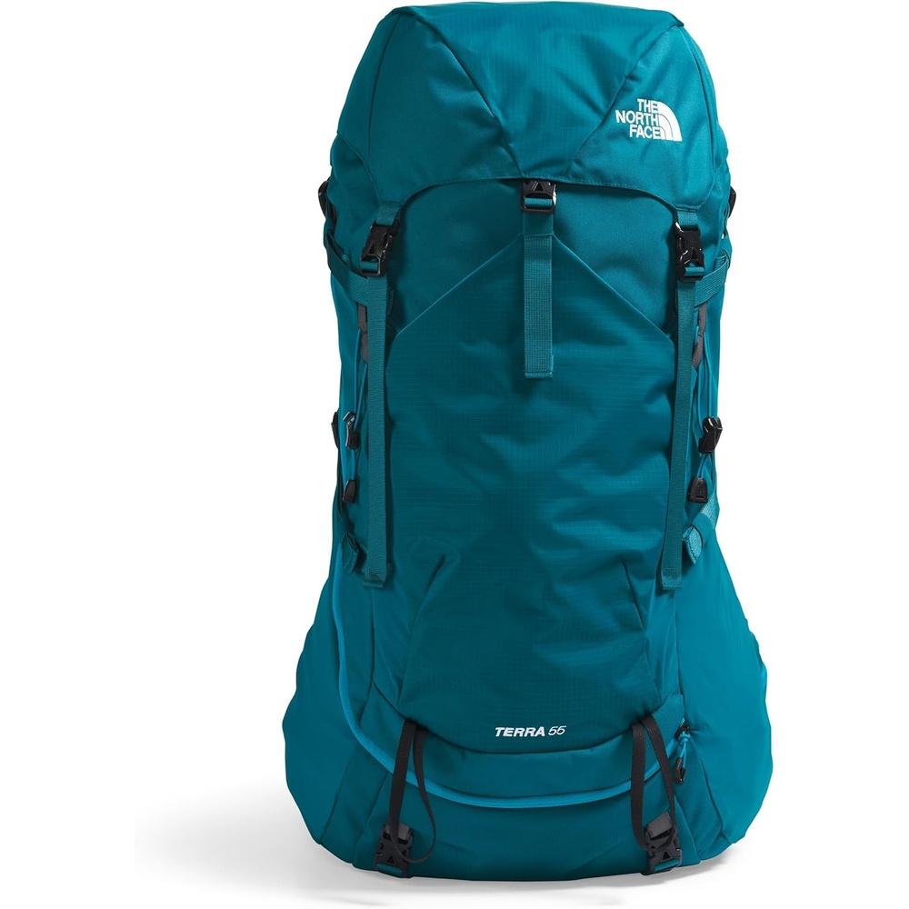 imageThe North Face Womens Terra 55 Backpack Hiking Pack WomenSpecific Fit CinchTop Opening Pole amp Ice Axe Attachments Asphalt GreyTNF BlackNPF XSmallSmallBlue MossSapphire Slate