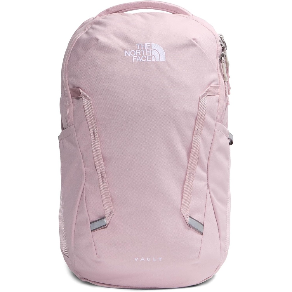 imageThe North Face Womens Vault Everyday Laptop Backpack Commuter Travel Bag WaterRepellent Spacious Main Compartment TNF White Metallic MlangeMid GreyNPF One SizeMetal Pink