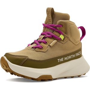 The North Face unisex-child Fastpack II Hiker Mid Waterproof Hiking Shoe – Highly Cushioned, Abrasion Resistant(Khaki Stone/Fuchsia Flash)