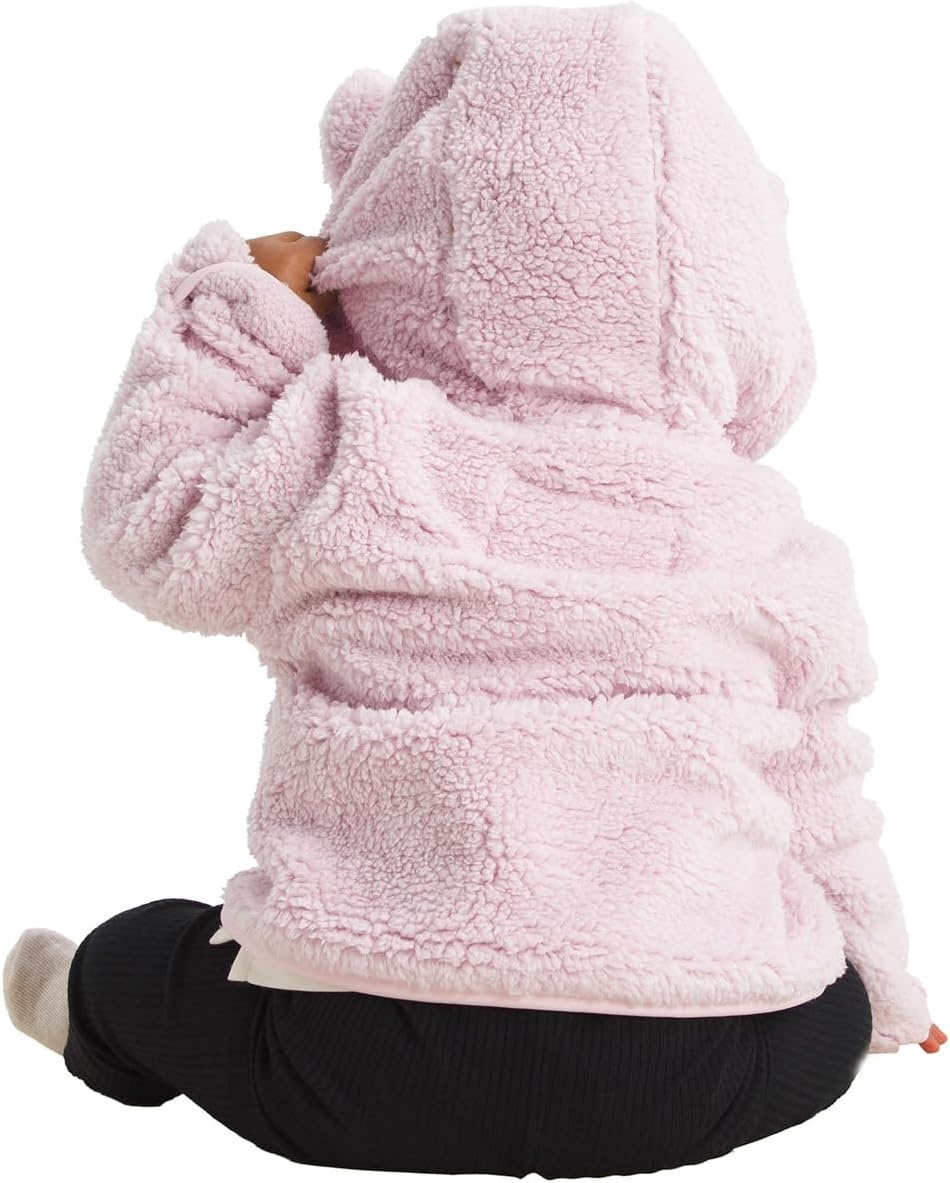 imageTHE NORTH FACE Baby Campshire Full Zip Hoodie Cozy Fleece Winter Jacket for Toddlers With Mittens amp Attached Bear Ear HoodPale Blossom